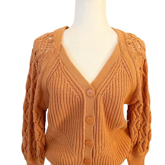 Jonathan Simkhai Adeline Cardigan Sweater XS Orange - Picture 6 of 9